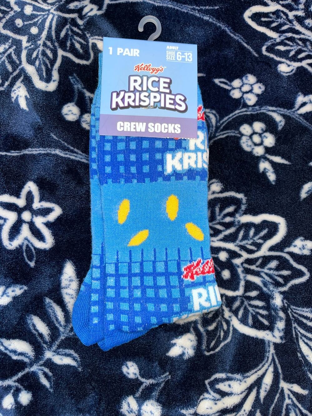 NEW! Kelloggs Rice Krispies Cereal Pattern Socks Size 6-13 Adult